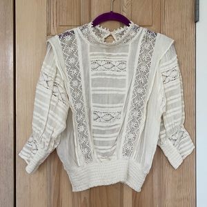 Free People Crochet Mockneck Blouse